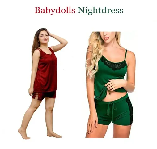 Set of 2- Adorable Women Attractive Baby dolls Dresses Nightwear Sexy Night Dresses