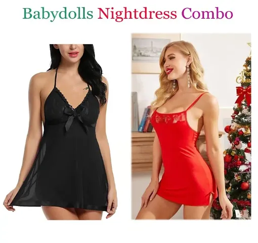 Combo- Adorable Women Baby Dolls with Night Dresses for Women