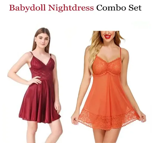 Set of 2- Adorable Women Attractive Baby dolls Dresses Nightwear Sexy Night Dresses