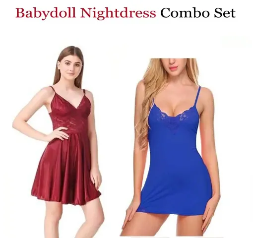 Set of 2- Adorable Women Attractive Baby dolls Dresses Nightwear Sexy Night Dresses