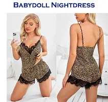 Womens New Fancy Stylish Baby Dolls Nightwear  Sexy Night Dresses Combo Set-thumb3