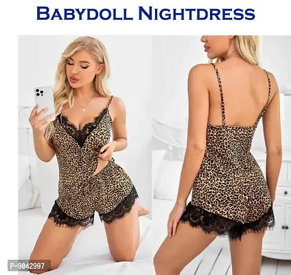 Womens New Fancy Stylish Baby Dolls Nightwear  Sexy Night Dresses Combo Set-thumb4