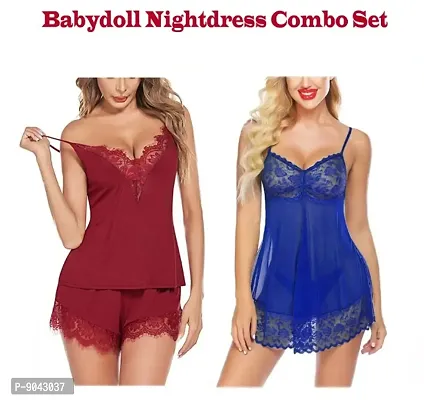 Womens New Fancy Stylish Baby Dolls Nightwear  Sexy Hot Night Dresses-thumb0