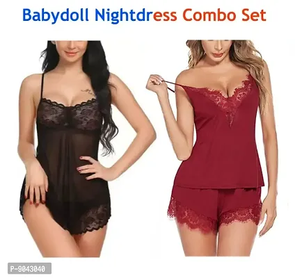 Womens New Fancy Stylish Baby Dolls Nightwear  Sexy Hot Night Dresses-thumb0