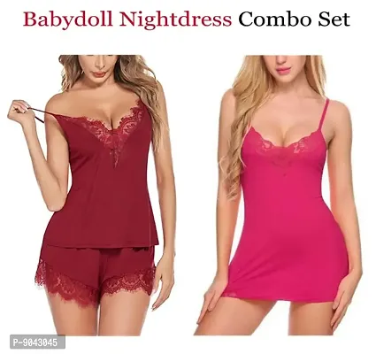 Womens New Fancy Stylish Baby Dolls Nightwear  Sexy Hot Night Dresses-thumb0