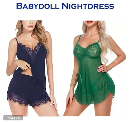Adorable Net Baby Dolls Dresses Nightwear Pack Of 2