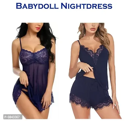 Adorable Net Baby Dolls Dresses Nightwear Pack Of 2-thumb0