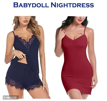 Adorable Baby Dolls Sexy Night Dress For Women Pack Of 2