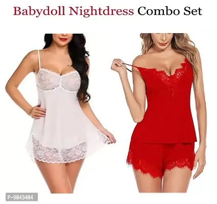 Fancy Net Babydolls Nightdress For Women Pack of 2