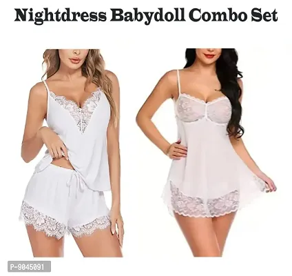 Fancy Net Babydolls Nightdress For Women Pack of 2