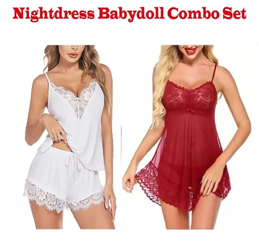 Set of 2- Stylish Hot  Sexy Baby-doll Dresses Nightwear/Night Dresses For Women