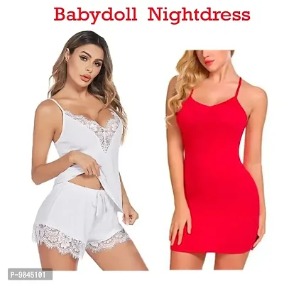 Fancy Nylon Babydolls Nightdress For Women Pack of 2-thumb0