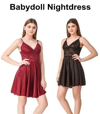 Set of 2- Adorable Women Attractive Baby dolls Dresses Nightwear Sexy Night Dresses