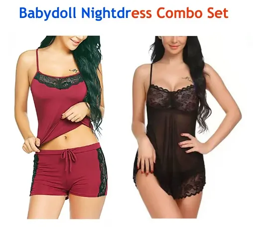 Pack Of 2 Women Baby Doll Night Dress