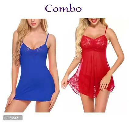 Adorable Women Attractive Baby dolls Dresses Sexy Night Dresses Free Size (28 to 36 Inch) Combo-thumb0