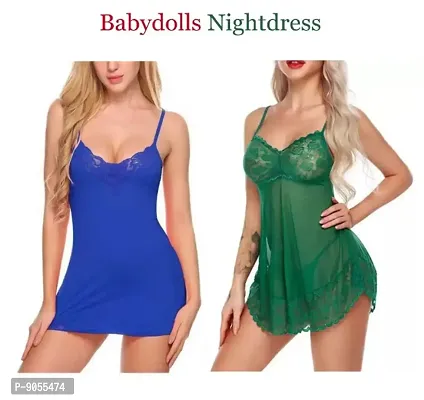 Adorable Women Attractive Baby dolls Dresses Sexy Night Dresses Free Size (28 to 36 Inch) Combo-thumb0