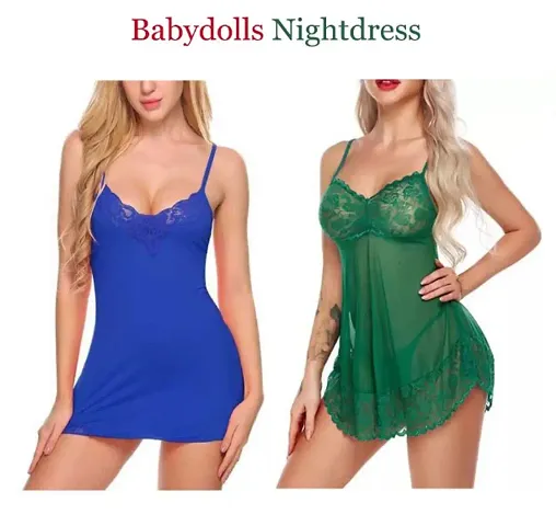 Adorable Women Attractive Baby dolls Dresses Nightwear Sexy Night Dresses Free Size (28 to 36 Inch)