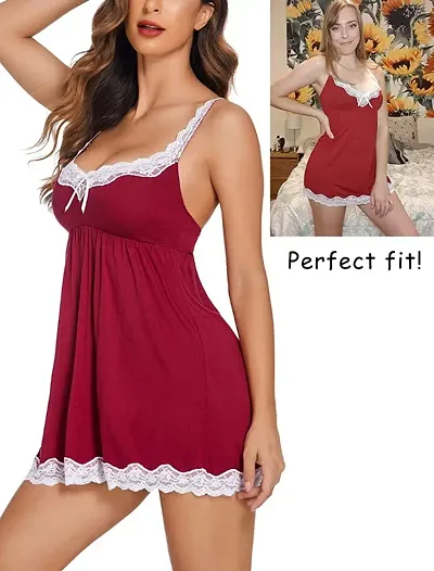 Adorable Women Attractive Baby dolls Dresses Nightwear Sexy Night Dresses Free Size (28 to 36 Inch)