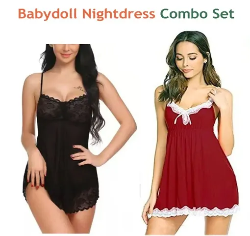 Set of 2- Adorable Women Attractive Baby dolls Nightwear Sexy Night Dresses