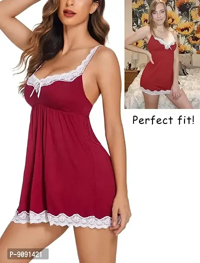 Adorable Women Attractive Baby dolls Dresses Nightwear Sexy Night Dresses Free Size (28 to 36 Inch) Combo-thumb5