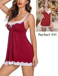 Attractive Baby dolls Sexy Night Dresses For Womens Free Size (28 to 36 Inch) Combo Set-thumb2