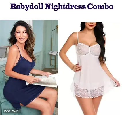 Women Attractive Hot Baby dolls Sexy Night Dresses Free Size (28 to 36 Inch) Combo Set