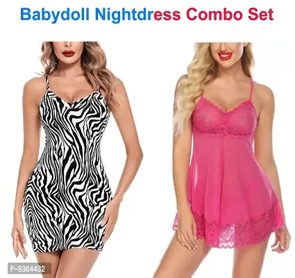 Adorable Women Hot Baby dolls Dresses Nightwear Sexy Night Dresses Free Size (28 to 36 Inch) Combo