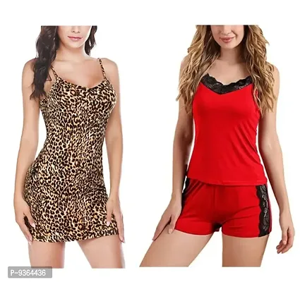 Adorable Women Hot Baby dolls Dresses Nightwear Sexy Night Dresses Free Size (28 to 36 Inch) Combo