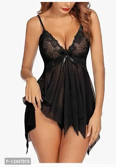 Hot Womens  Girls Lingerie Lace Chemise Nightgown Sleepwear Dress Baby doll Lingerie Honeymoon/First Night/Wedding Anniversary Bridal Nightdress Transparent Black Color-thumb0