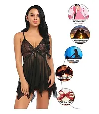 Hot Womens  Girls Lingerie Lace Chemise Nightgown Sleepwear Dress Baby doll Lingerie Honeymoon/First Night/Wedding Anniversary Bridal Nightdress Transparent Black Color-thumb1
