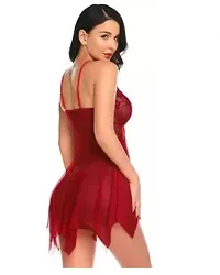 Womens  Girls Nightgown Sleepwear Dress Baby doll Lingerie Honeymoon/First Night/Wedding Anniversary Bridal Nightdress Transparent Maroon Color-thumb3