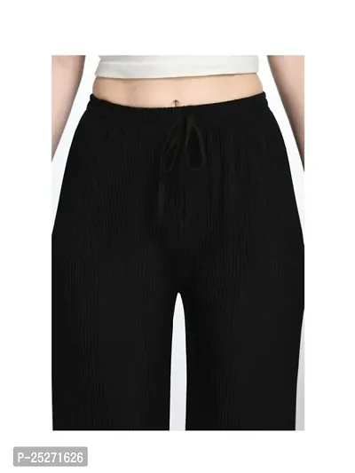 Women's  Girl's Designer Palazzos Regular Fit Black Cotton Blend Palazzos Free Size (28 to 38 Inch)-thumb2