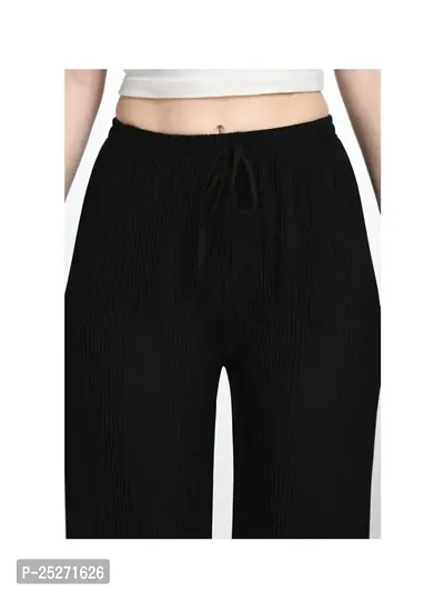 Women's  Girl's Designer Palazzos Regular Fit Black Cotton Blend Palazzos Free Size (28 to 38 Inch)-thumb3