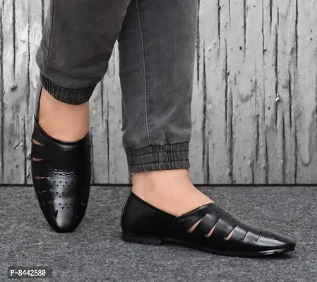 Stylish Black Loafer Juti For Men-thumb0