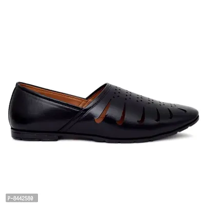 Stylish Black Loafer Juti For Men-thumb2