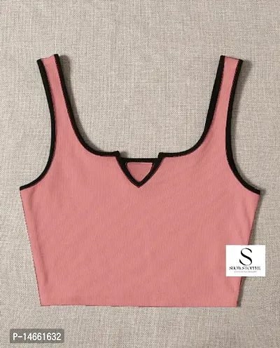 SLEEVELESS SHAPE ROUND NECK CROP TANK TOP FOR WOMENS AND GIRLS-thumb0