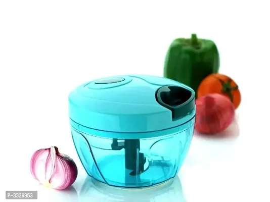 Useful Turquoise Plastic Handy Mini Chopper with 3 Stainless Blades