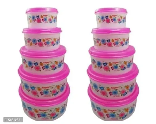 Plastic Food Storage Containers - 2500 ml, 1800 ml, 1000 ml, 500 ml, 250 ml Plastic Grocery Container  (Pack of 10, Pink)-thumb0