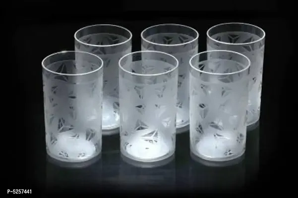Diamond Design Unbreakable Stylish Transparent Water Glass/Juice Glass/Beer Glass/Wine Glass Plastic Glasss Set (300 ml, Pack of 6)-thumb2