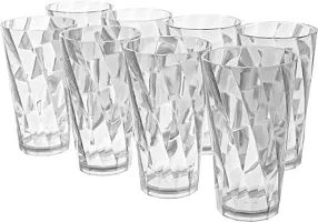 Twisted Design Unbreakable Stylish Transparent Water Glass/Juice Glass/Beer Glass/Wine Glass Plastic Glasss Set (300 ml, Pack of 6)-thumb1