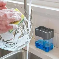 Plastic Liquid Soap Press Type Pump Dispenser With Sponge Holder For Kitchen Sink Dishwasher 380 Ml Liquid Soap Gel Dispenser Multicolor-thumb2
