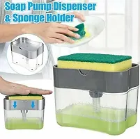 Plastic Liquid Soap Press Type Pump Dispenser With Sponge Holder For Kitchen Sink Dishwasher 380 Ml Liquid Soap Gel Dispenser Multicolor-thumb3