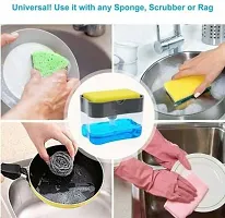 Plastic Liquid Soap Press Type Pump Dispenser With Sponge Holder For Kitchen Sink Dishwasher 380 Ml Liquid Soap Gel Dispenser Multicolor-thumb1