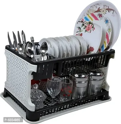 Kitchen Utensils Rack/Modern Kitchen Storage Rack/Kitchen Organizer/Modular Kitchen Storage Rack/Utensils Rack with Plate and Cutlery Stand Dish Drainer Kitchen Rack (Plastic) Dish Drainer Kitchen Rack-thumb0