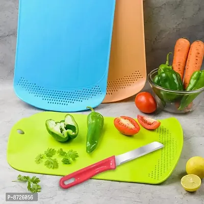 Plastic 2 in 1 Rice Bowl and Chopping Board - Multicolor Plastic Cutting Board Plastic Cutting Board-thumb0