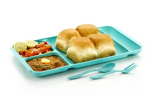4 in 1 Compartments Serving Food Plate with Spoons-thumb2