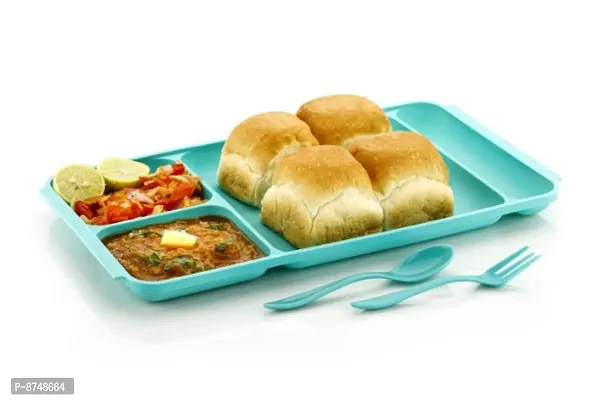 4 in 1 Compartments Serving Food Plate with Spoons-thumb3