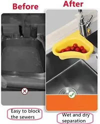 Drain Basket for Kitchen Sink Triangle Sink Drain Rack Corner Kitchen Sink Plastic Fruit  Vegetable Basket (Multicolor)-thumb1