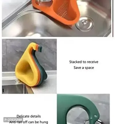 Drain Basket for Kitchen Sink Triangle Sink Drain Rack Corner Kitchen Sink Plastic Fruit  Vegetable Basket (Multicolor)-thumb5