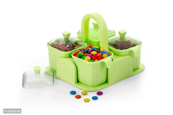 Multipurpose 4 Jar Dryfruit Set / Candy, Chocolate, Snacks Storage Jar, Masala Jar Set (Multicolor)-thumb3